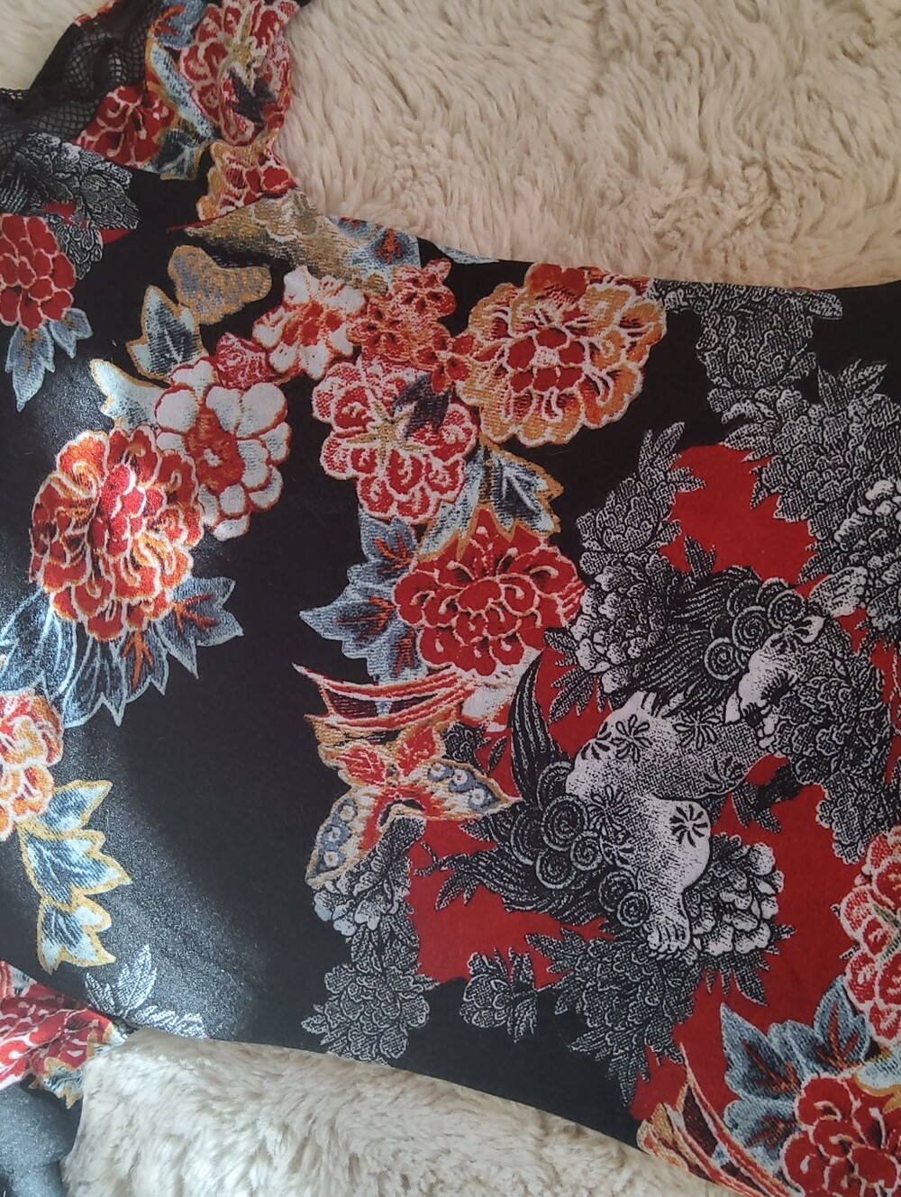 Euro Floral With Mesh Inlay Blouse - Picture 5 of 6
